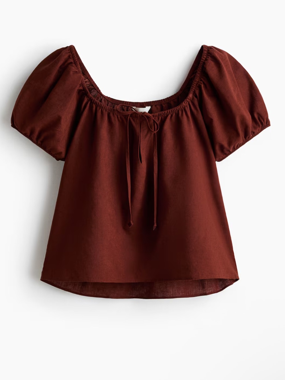 H&M Puff-Sleeved Linen-Blend Blouse